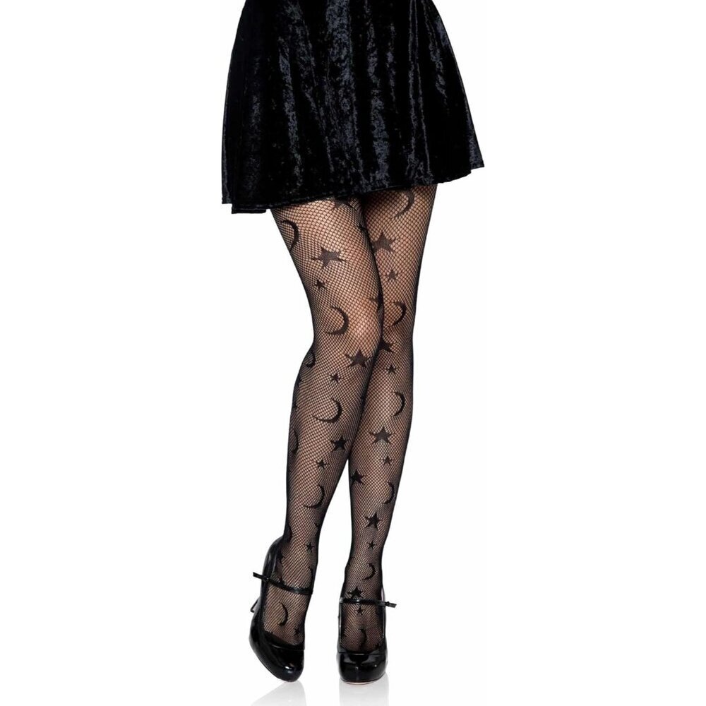 Women's Gothic Fantasy Fishnet Tights Celestial Striped Cosmic Hosiery